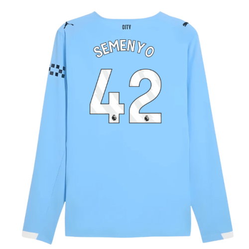 2025-2026 Man City Authentic Long Sleeve Home Shirt (Semenyo 42)