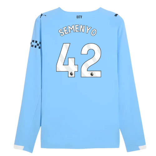 2025-2026 Man City Authentic Long Sleeve Home Shirt (Semenyo 42)