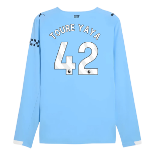 2025-2026 Man City Authentic Long Sleeve Home Shirt (Toure Yaya 42)