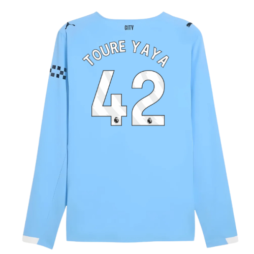 2025-2026 Man City Authentic Long Sleeve Home Shirt (Toure Yaya 42)