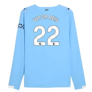 2025-2026 Man City Authentic Long Sleeve Home Shirt (Vitor Reis 22)