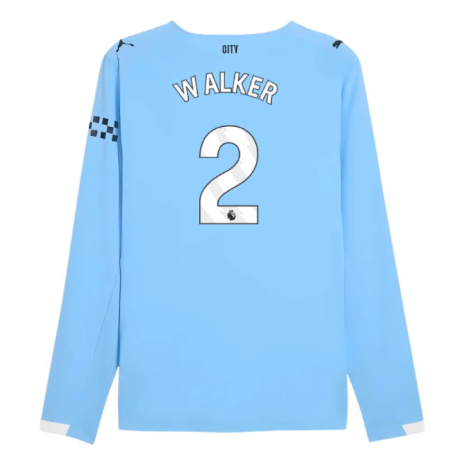 2025-2026 Man City Authentic Long Sleeve Home Shirt (Walker 2)