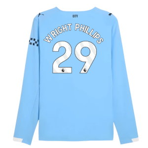 2025-2026 Man City Authentic Long Sleeve Home Shirt (Wright Phillips 29)