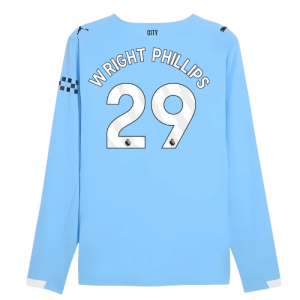 2025-2026 Man City Authentic Long Sleeve Home Shirt (Wright Phillips 29)