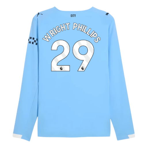 2025-2026 Man City Authentic Long Sleeve Home Shirt (Wright Phillips 29)