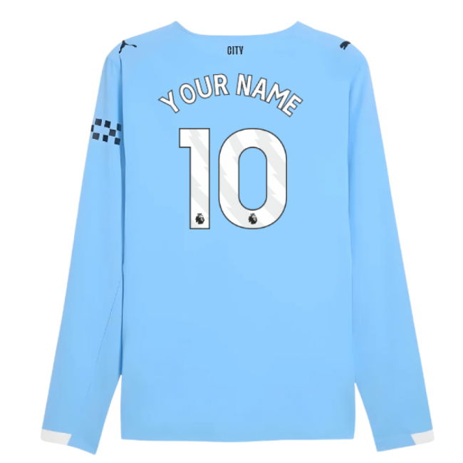 2025-2026 Man City Authentic Long Sleeve Home Shirt (Your Name)