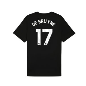 2025-2026 Man City FtblESS Tee (Black) (De Bruyne 17)