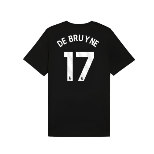 2025-2026 Man City FtblESS Tee (Black) (De Bruyne 17)