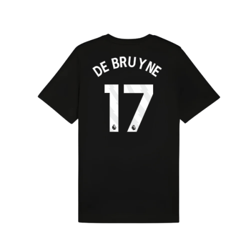 2025-2026 Man City FtblESS Tee (Black) (De Bruyne 17)