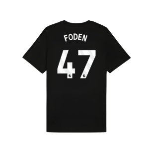 2025-2026 Man City FtblESS Tee (Black) (Foden 47)
