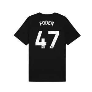 2025-2026 Man City FtblESS Tee (Black) (Foden 47)