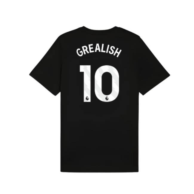 2025-2026 Man City FtblESS Tee (Black) (Grealish 10)