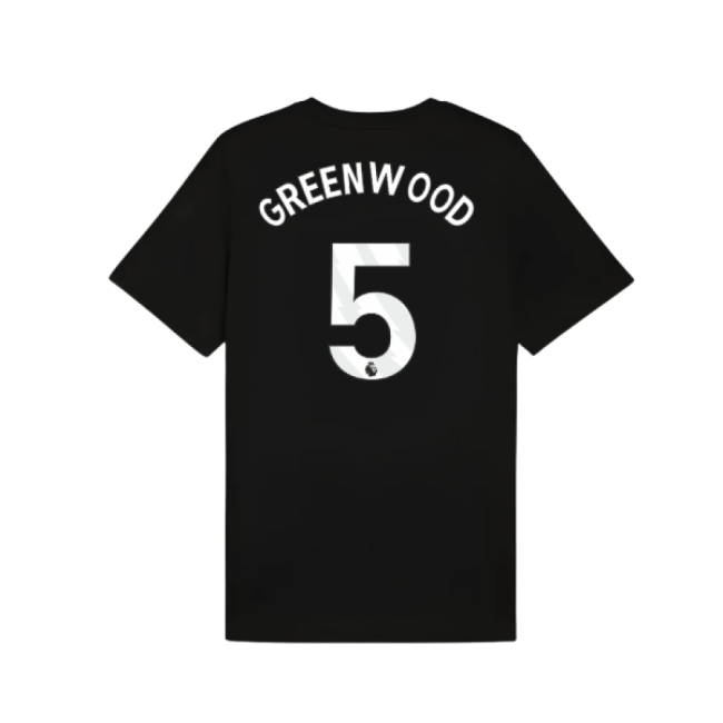 2025-2026 Man City FtblESS Tee (Black) (Greenwood 5)