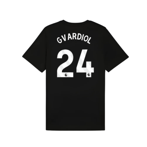 2025-2026 Man City FtblESS Tee (Black) (Gvardiol 24)