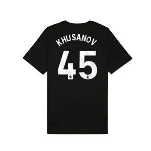 2025-2026 Man City FtblESS Tee (Black) (Khusanov 45)
