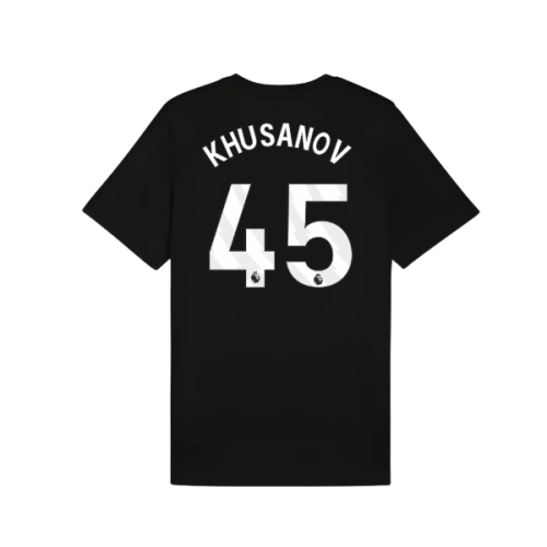 2025-2026 Man City FtblESS Tee (Black) (Khusanov 45)
