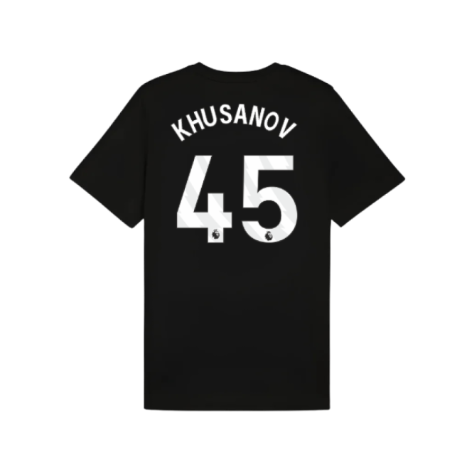 2025-2026 Man City FtblESS Tee (Black) (Khusanov 45)