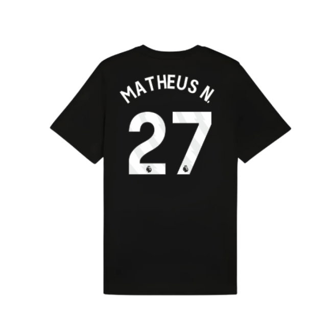 2025-2026 Man City FtblESS Tee (Black) (Matheus N. 27)