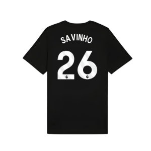 2025-2026 Man City FtblESS Tee (Black) (Savinho 26)