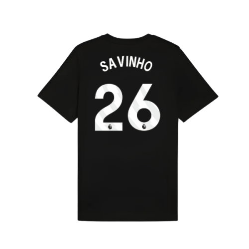 2025-2026 Man City FtblESS Tee (Black) (Savinho 26)