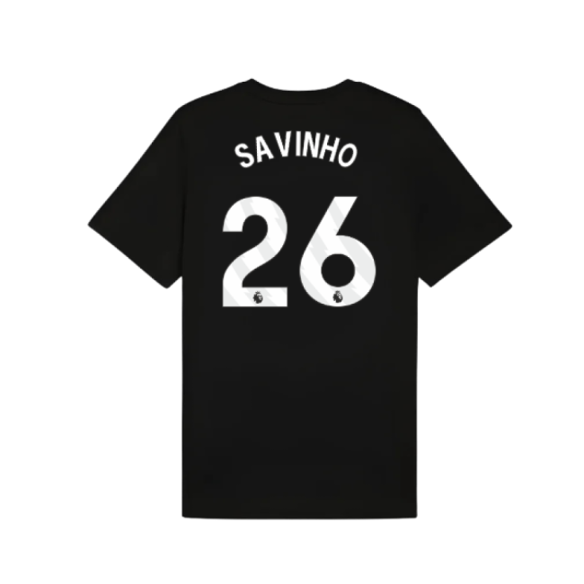 2025-2026 Man City FtblESS Tee (Black) (Savinho 26)