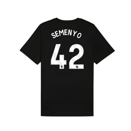 2025-2026 Man City FtblESS Tee (Black) (Semenyo 42)