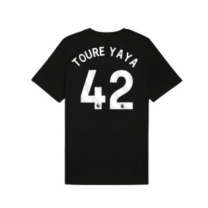 2025-2026 Man City FtblESS Tee (Black) (Toure Yaya 42)