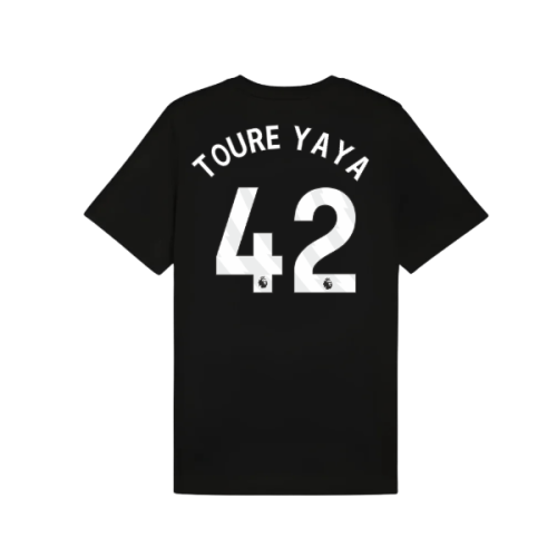 2025-2026 Man City FtblESS Tee (Black) (Toure Yaya 42)