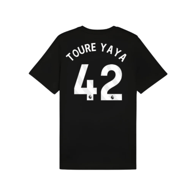 2025-2026 Man City FtblESS Tee (Black) (Toure Yaya 42)