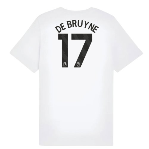 2025-2026 Man City FtblESS Tee (White) - Kids (De Bruyne 17)