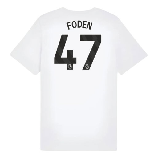 2025-2026 Man City FtblESS Tee (White) - Kids (Foden 47)