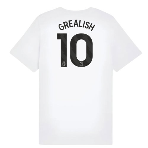2025-2026 Man City FtblESS Tee (White) - Kids (Grealish 10)
