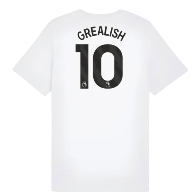 2025-2026 Man City FtblESS Tee (White) - Kids (Grealish 10)