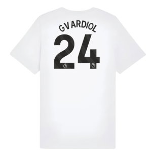 2025-2026 Man City FtblESS Tee (White) - Kids (Gvardiol 24)