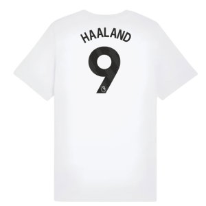 2025-2026 Man City FtblESS Tee (White) - Kids (Haaland 9)