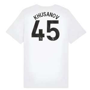 2025-2026 Man City FtblESS Tee (White) - Kids (Khusanov 45)
