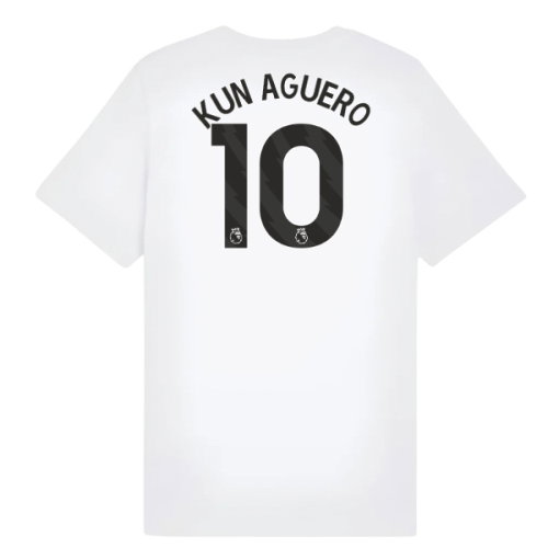 2025-2026 Man City FtblESS Tee (White) - Kids (Kun Aguero 10)