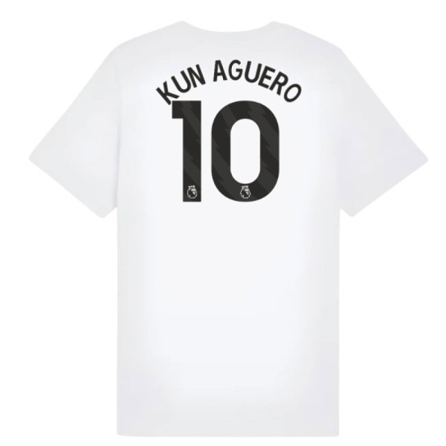 2025-2026 Man City FtblESS Tee (White) - Kids (Kun Aguero 10)