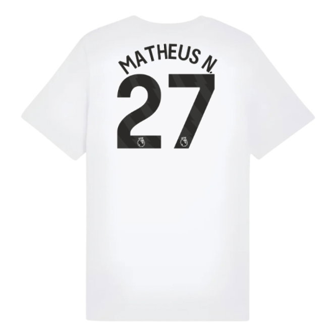 2025-2026 Man City FtblESS Tee (White) - Kids (Matheus N. 27)