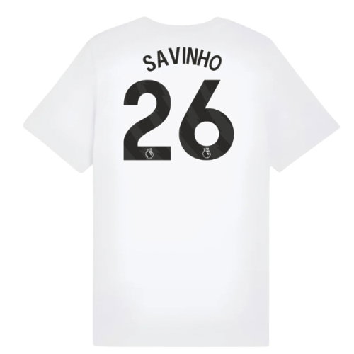2025-2026 Man City FtblESS Tee (White) - Kids (Savinho 26)