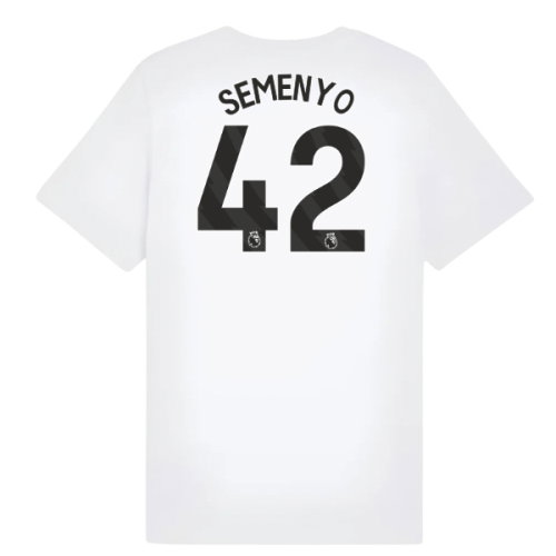 2025-2026 Man City FtblESS Tee (White) - Kids (Semenyo 42)