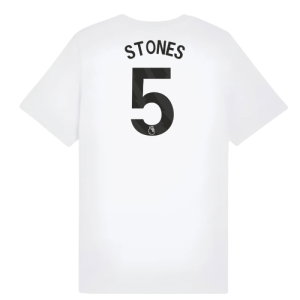 2025-2026 Man City FtblESS Tee (White) - Kids (Stones 5)