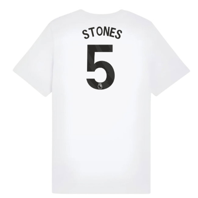 2025-2026 Man City FtblESS Tee (White) - Kids (Stones 5)