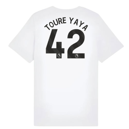 2025-2026 Man City FtblESS Tee (White) - Kids (Toure Yaya 42)