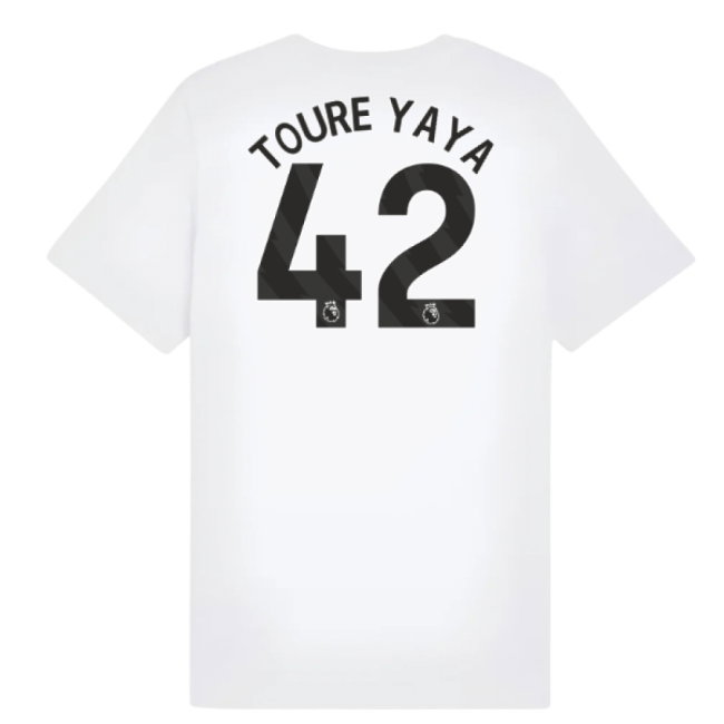 2025-2026 Man City FtblESS Tee (White) - Kids (Toure Yaya 42)