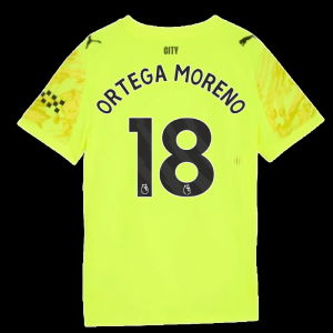 2025-2026 Man City Goalkeeper Third Shirt (Yellow) - Kids (Ortega Moreno 18)