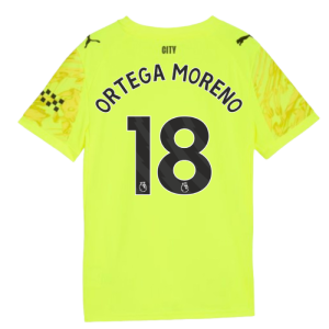 2025-2026 Man City Goalkeeper Third Shirt (Yellow) - Kids (Ortega Moreno 18)