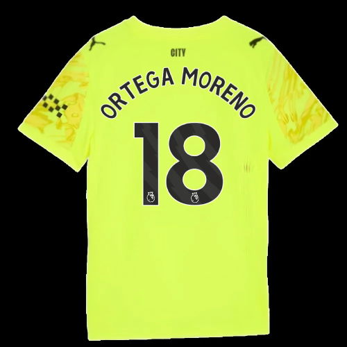 2025-2026 Man City Goalkeeper Third Shirt (Yellow) - Kids (Ortega Moreno 18)