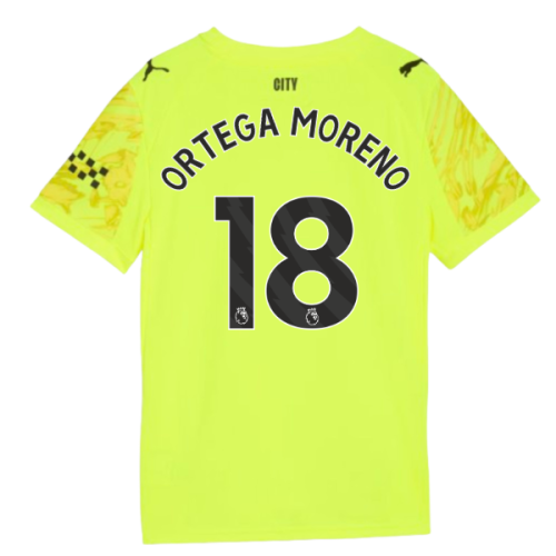 2025-2026 Man City Goalkeeper Third Shirt (Yellow) - Kids (Ortega Moreno 18)