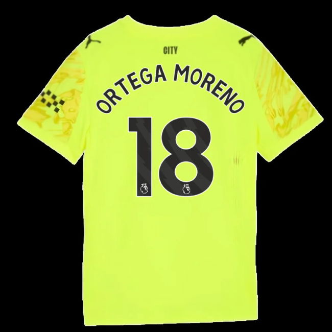 2025-2026 Man City Goalkeeper Third Shirt (Yellow) - Kids (Ortega Moreno 18)